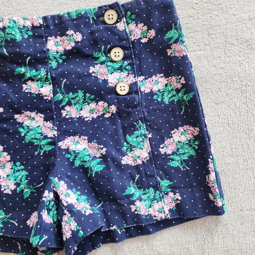 Janie and‎ Jack Cotton Navy Floral Button Front Shorts